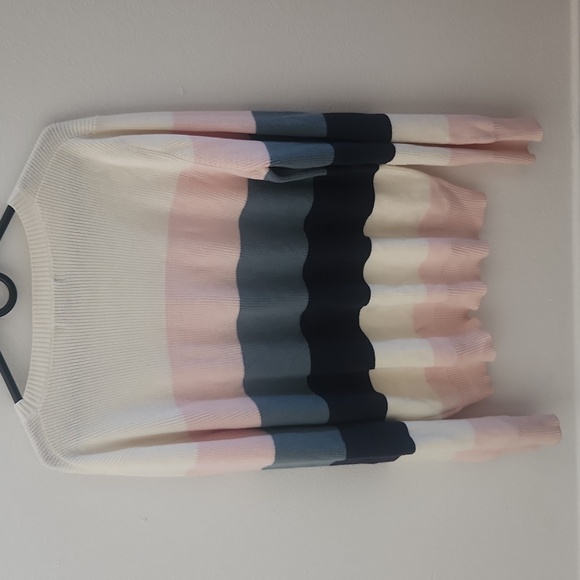 Cable Stitch Striped Pastel Sweater - Picture 3 of 6